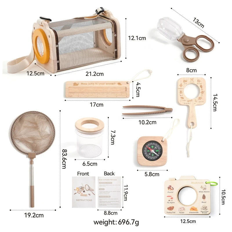 9-Piece Nature Explorer Kit – Montessori Outdoor STEM Discovery Set (Ages 3–6)