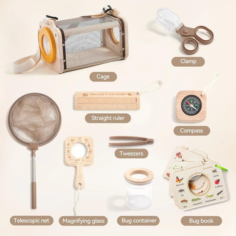 9-Piece Nature Explorer Kit – Montessori Outdoor STEM Discovery Set (Ages 3–6)
