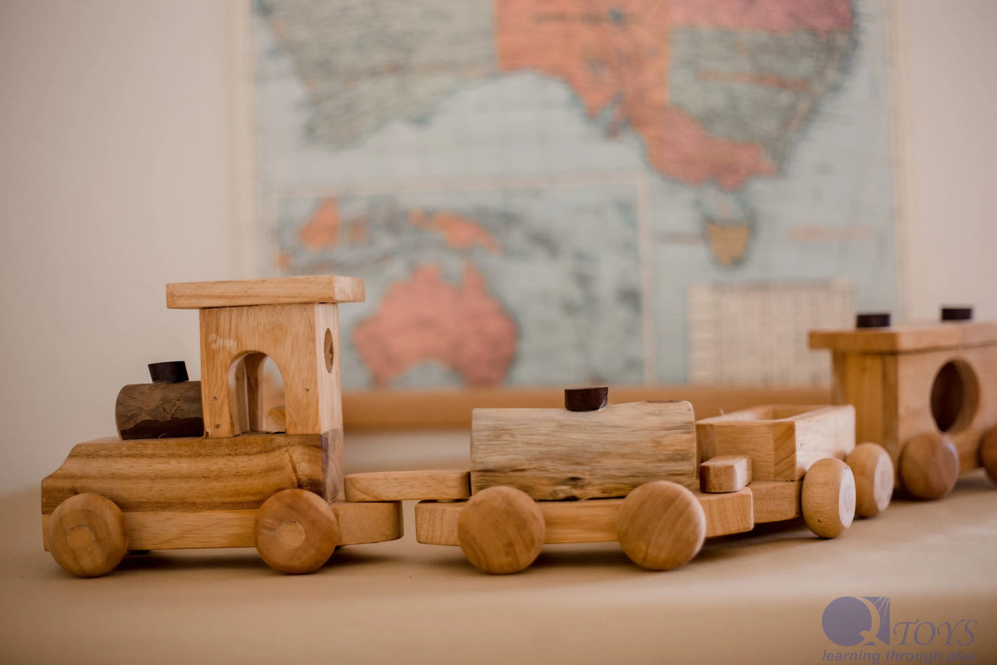 Wooden Cargo Train - QToys | Wooden Toy NZ