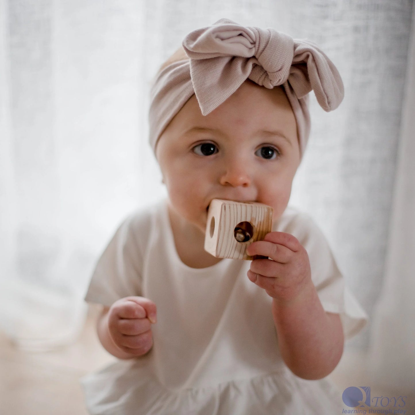 Wooden Cube Rattle - QToys | Wooden Toy NZ