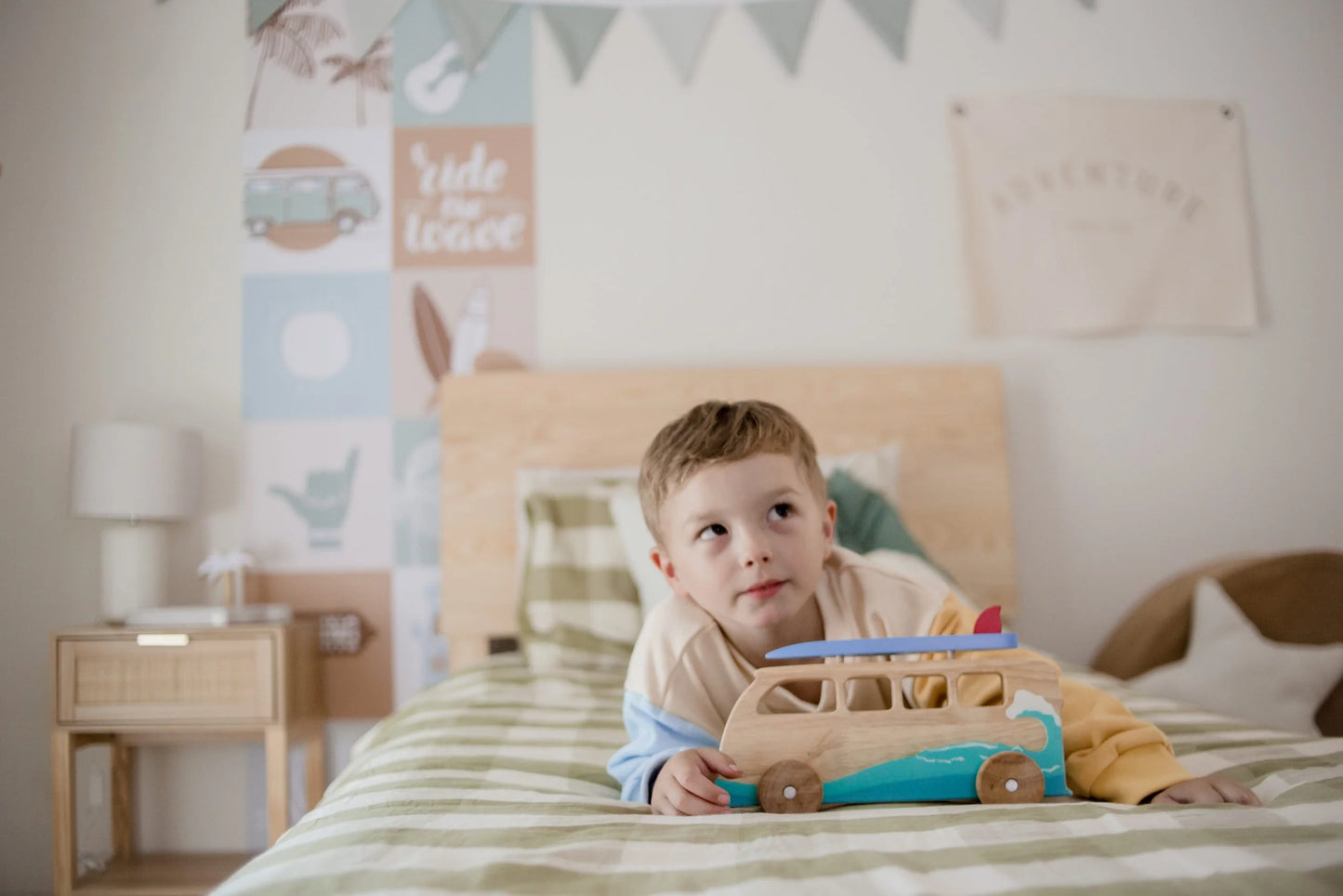 Wooden Surfing Van - QToys | Wooden Toy NZ