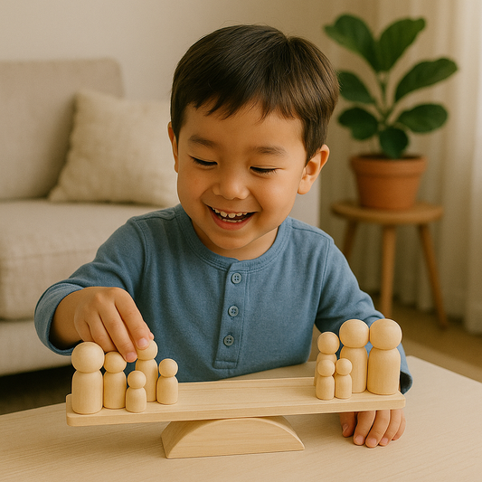 Wooden Balancing Scale with Peg People