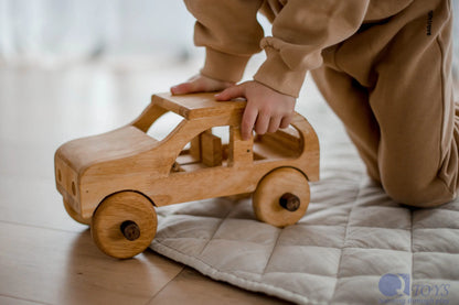 Wooden Natural Car - QToys | Wooden Toy NZ