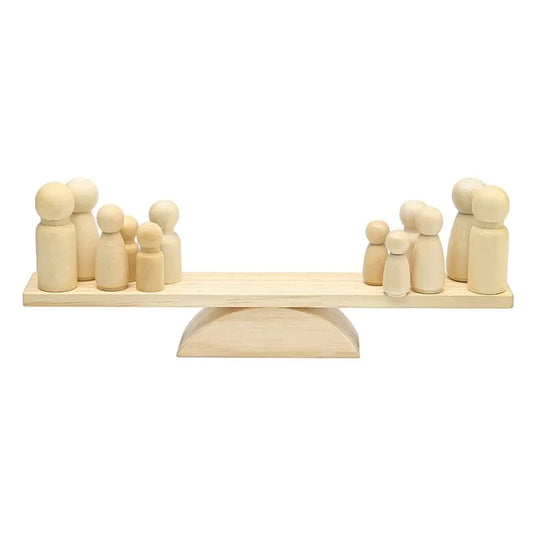Wooden Balancing Scale with Peg People