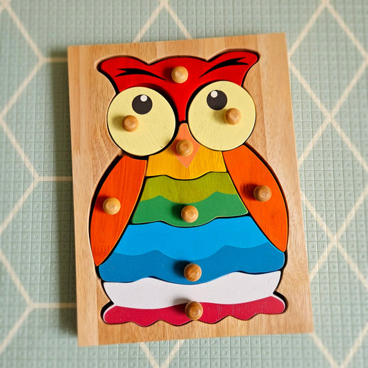 Hooty Owl Knob Puzzle - QToys | Wooden Toy NZ